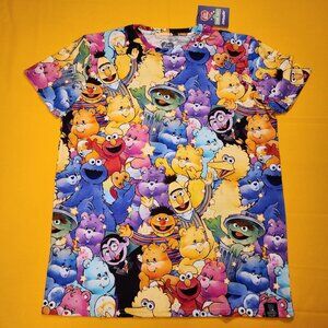 Cakeworthy Care Bears x Sesame Street AOP Unisex Tee Shirt Large NEW